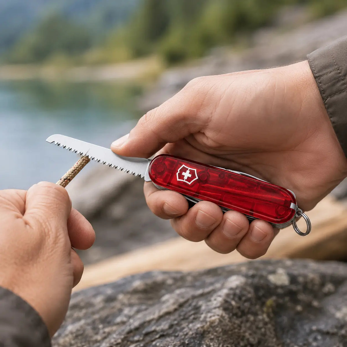 Navaja Suiza Victorinox Huntsman Roja Translúcida 15 Funciones