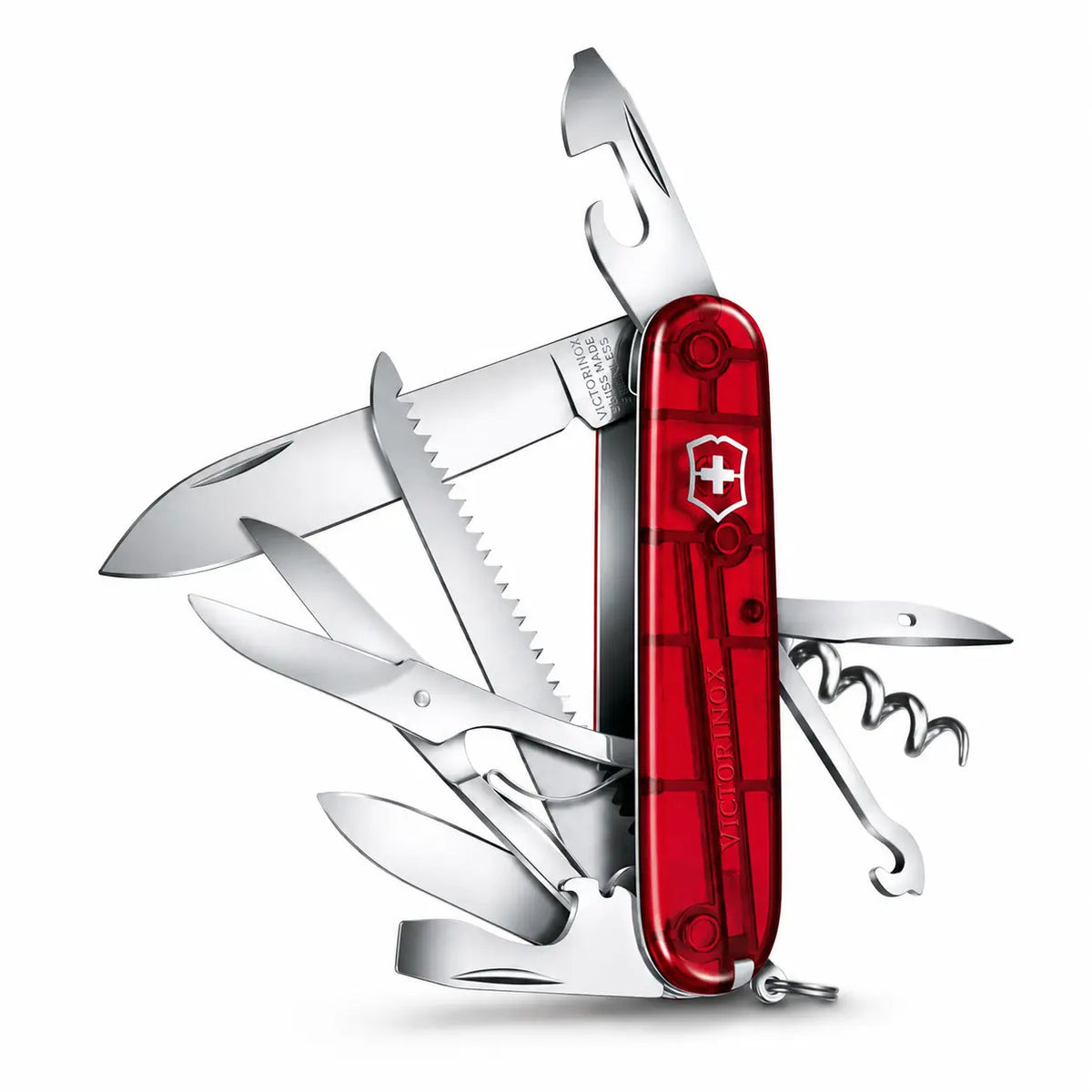 Navaja Suiza Victorinox Huntsman Roja Translúcida 15 Funciones