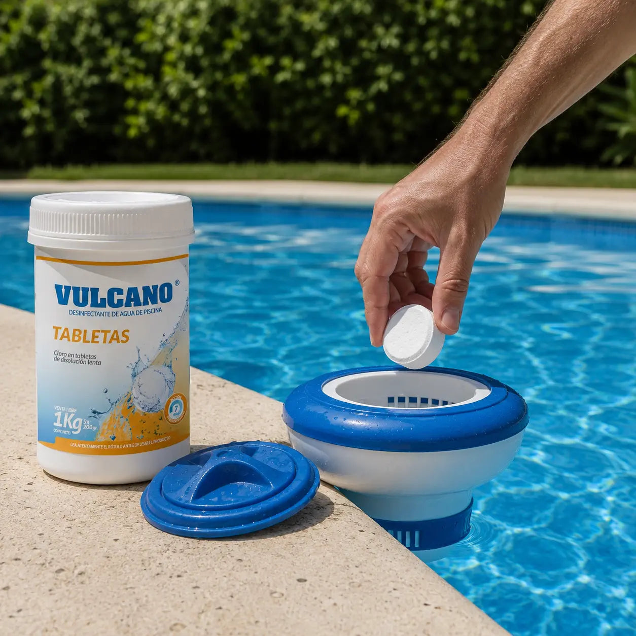 Cloro en Tabletas Vulcano 90% 1 kg para Piscina